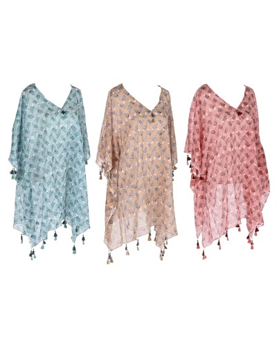 Paréo Home ESPRIT Marron Turquoise Corail (3 Unités)