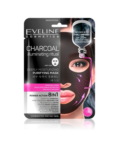 Gesichtsmaske Eveline Charcoal Illuminating Ritual 20 ml