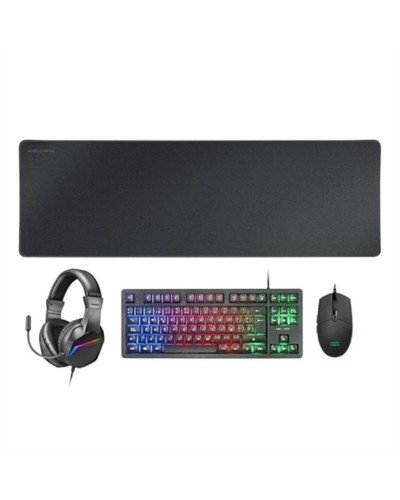 Tastiera e Mouse Mars Gaming MCPRGB3ES Nero Multicolore Qwerty in Spagnolo (4 Unità)