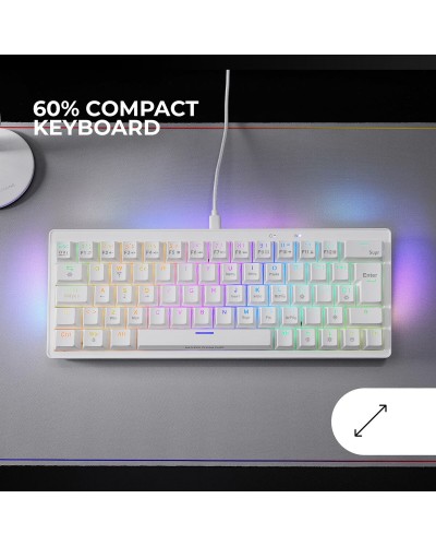 Teclado Gaming Mars Gaming MKMINIPROWBES Qwerty US Blanco