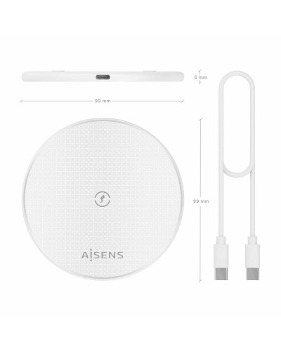 Cordless Charger Aisens ASCH-15W1WC057-W White