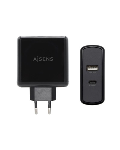 USB Wall Charger Aisens ASCH-2PD45A-BK 57 W Black