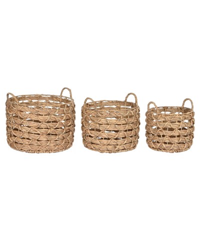 Korisetti Home ESPRIT Luonnollinen Metalli Vesihyasintti Välimeren (3 Kappaletta)