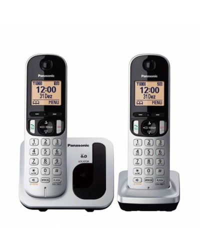 Kabelloses Telefon Panasonic KX-TGC212 Bernstein Silberfarben Metallic
