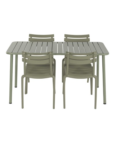 Bordsgrupp med 4 stolar Home ESPRIT Grön polypropen Järn 140 x 70 x 75 cm