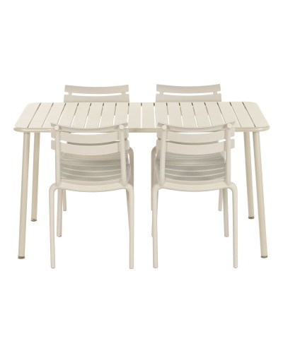 Tisch-Set mit 4 Stühlen Home ESPRIT Creme Polypropylen Eisen 140 x 70 x 75 cm