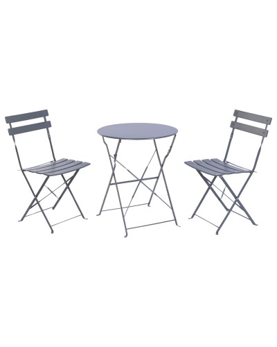 Tavolo con 2 sedie Home ESPRIT Grigio Metallo 60 x 60 x 71 cm