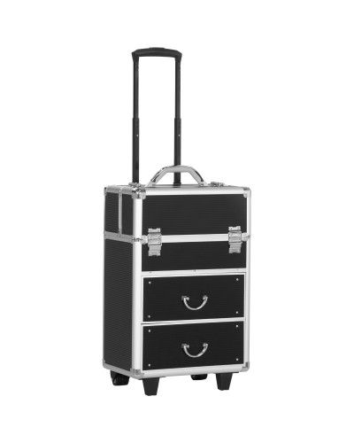  Trolley Valigetta Porta Trucchi Professionale, Blocco con 2 Chiavi e Ruote, Nero 36x23x52cm