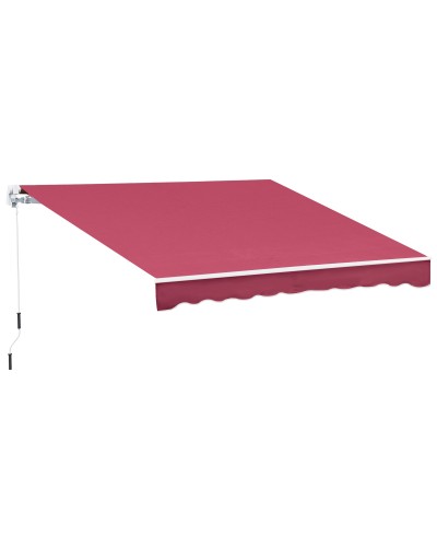  Tenda da Sole Avvolgibile a Caduta con Manovella, in Alluminio e Poliestere, 295x245cm, Rosso Scuro