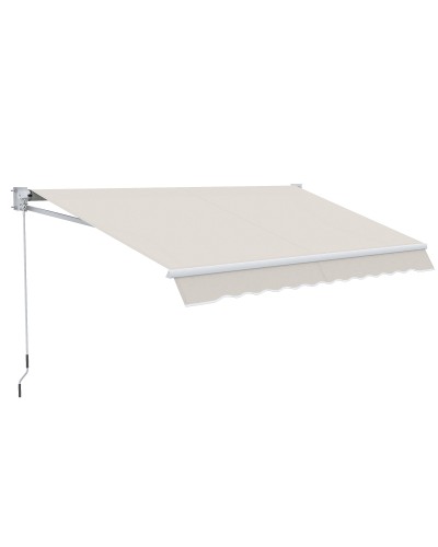  Tenda da Sole 2x2.5 m, a Bracci ad Azionamento Manuale, in Alluminio e Poliestere, Crema