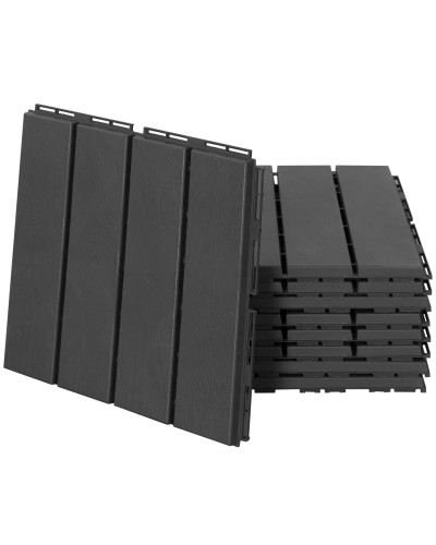  Set 9 Mattonelle a Incastro per Terrazzo, Piastrelle per Pavimenti, Piastrelle per Esterno in PP Antiscivolo, Area: 0.81 mq, 30