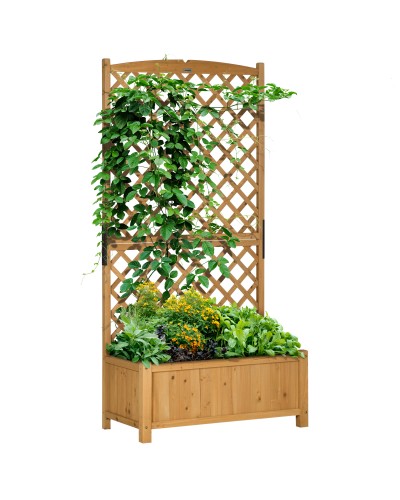  Fioriera da Esterno in Legno d'Abete con Design Verticale Rialzato, 90x45x180 cm, Giallo