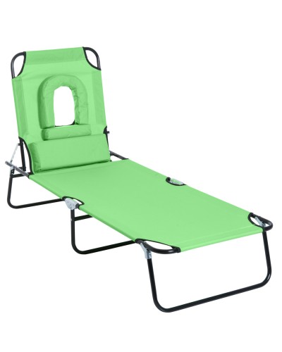  Sdraio Pieghevole con Foro per Viso e Cuscini, in Acciaio e Tessuto Oxford