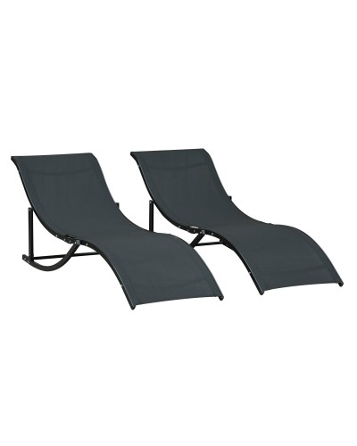  Set 2 Sdraio da Giardino Pieghevoli, Lettino Prendisole in Alluminio e Textilene, 61x165x63cm