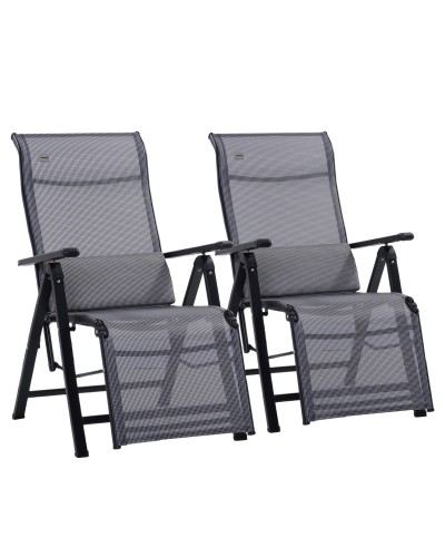  Sdraio da Giardino Zero Gravity Set 2 Pz, Regolabile su 9 Livelli, con Cuscini, 65x70x111cm, Grigio