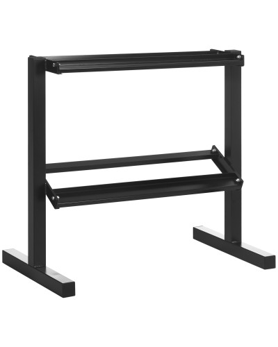  Porta Pesi con 2 Ripiani in Acciaio per Palestra, Casa e Ufficio, 94x52.5x82cm, Nero