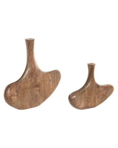 Set of 2 Vases Home ESPRIT Brown Mango wood Abstract Natural Urban 29 X 4,5 X 26 CM (2 Pieces)