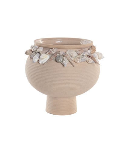 Vaso Home ESPRIT Crema Ceramica Mediterraneo 21 x 21 x 20 cm