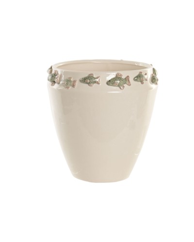 Vase Home ESPRIT Vert Crème Céramique méditerranéen 25 X 25 X 25,5 CM