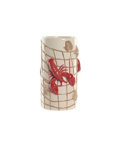 Vaso Home ESPRIT Rosso Crema Ceramica Mediterraneo 20 x 17 x 30 cm