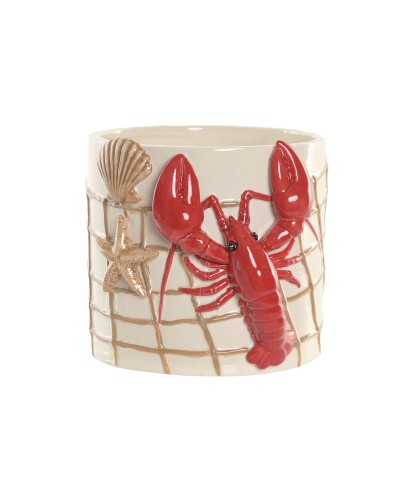 Cache-pot Home ESPRIT Rouge Crème Céramique méditerranéen 19 X 17 X 15,5 CM