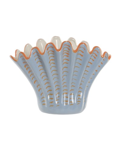 Vaso Home ESPRIT Azzurro Arancio Gres Conchiglia Mediterraneo 28,5 X 13,5 X 20,5 CM