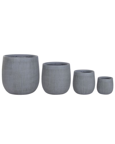 Set di vasi da fiori Home ESPRIT Grigio scuro Fibra Magnesio 50 x 50 x 54 cm (4 Unità)