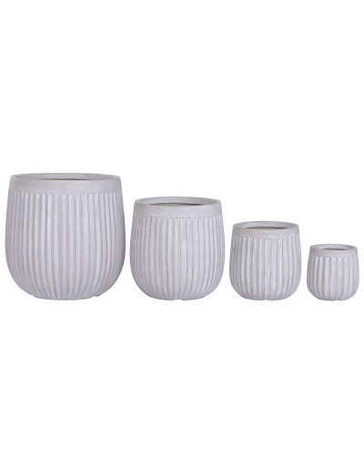 Plantenbakkenset Home ESPRIT Bruin Grijs Vezel Magnesium 50 x 50 x 54 cm (4 Stuks)