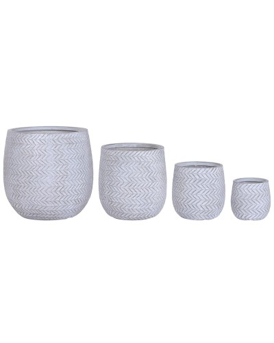 Set de Maceteros Home ESPRIT Marrón Gris Fibra Magnesio 50 x 50 x 54 cm (4 Unidades)