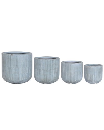 Set de pots de fleurs Home ESPRIT Turquoise Fibre Magnésium 44 x 44 x 43 cm (4 Unités)