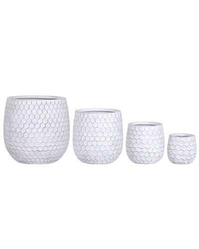 Set de pots de fleurs Home ESPRIT Gris Fibre Magnésium 50 x 50 x 54 cm (4 Unités)
