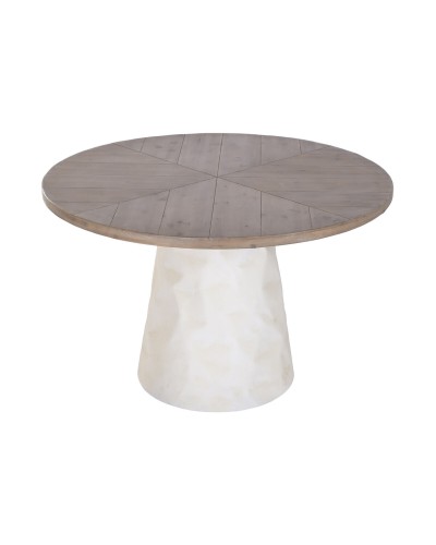 Esstisch Home ESPRIT Weiß Braun Holz Metall 120 x 120 x 76 cm