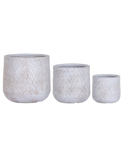 Plantenbakkenset Home ESPRIT Bruin Grijs Vezel Magnesium 51 x 51 x 51 cm (3 Onderdelen)