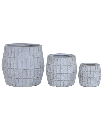 Set de pots de fleurs Home ESPRIT Gris Fibre Magnésium 50 x 50 x 50 cm (3 Pièces)