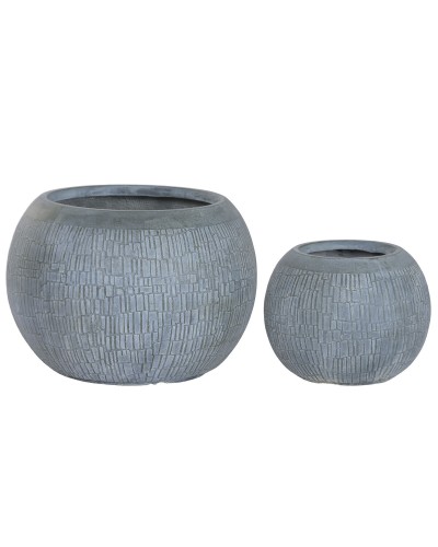 Plantenbakkenset Home ESPRIT Turkoois Vezel Magnesium 55 x 55 x 38 cm (2 Onderdelen)