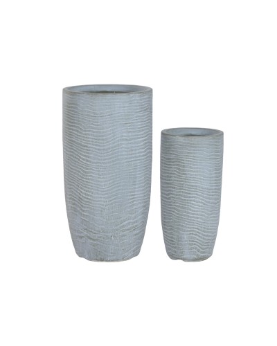 Set de Maceteros Home ESPRIT Gris Fibra Magnesio 33 x 33 x 62 cm (2 Piezas)