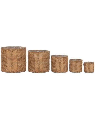 Set of Planters Home ESPRIT Natural Natural Fibre 38 x 38 x 36 cm