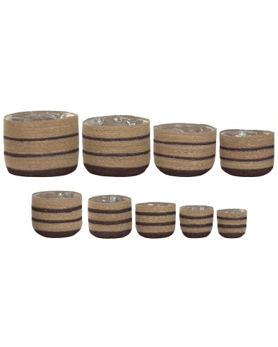 Satz Blumentöpfe Home ESPRIT natürlich Dunkelbraun Naturfaser 35 x 35 x 29 cm