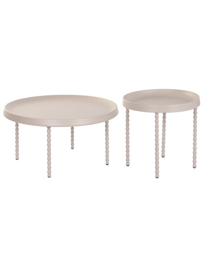 Set van 2 tafels Home ESPRIT Crème 75 x 75 x 40 cm