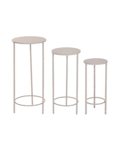 Jeu de 3 tables Home ESPRIT Crème 32 x 32 x 70 cm (3 Pièces)