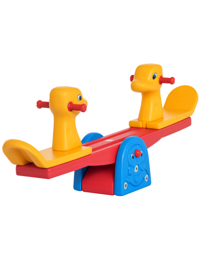  Altalena a Bilico con Maniglie Antiscivolo per Bambini Età 1-4 Anni, Plastica HDPE Atossica, 150x32x60cm, Multicolore