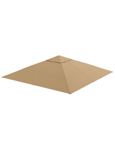  Tetto di Ricambio per Gazebo 3x3m in Poliestere con Prese d'Aria e Fori di Drenaggio, Beige