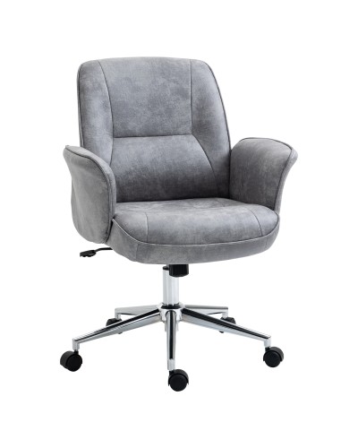  Sedia da Ufficio Ergonomica Altezza Regolabile e Dondolo, Rivestimento in Microfibra, 67x69x92-102cm, Grigio Chiaro