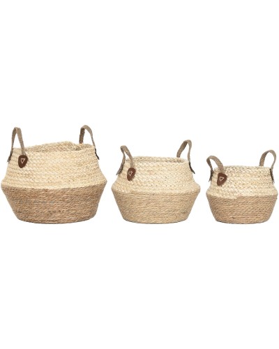 Caja Decorativa Home ESPRIT Natural Fibra natural (3 Piezas)