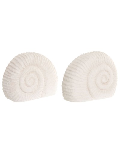 Statua Decorativa Home ESPRIT Bianco Pietra Mediterraneo Conchiglia (2)