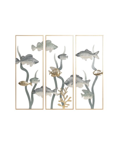 Wall Decoration Home ESPRIT Metal 90 X 3,8 X 80,5 CM (3 Pieces)