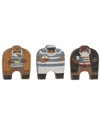 Decoratieve figuren Home ESPRIT Blauw Oranje Natuurlijk Zeeman (3 Stuks)