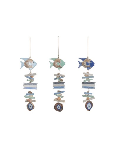 Decoración Colgante Home ESPRIT Azul Blanco Azul cielo Azul marino Mediterráneo (3 Unidades)