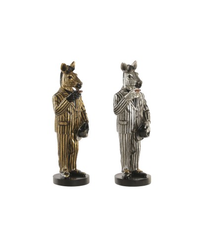 Decorative Figure Home ESPRIT Golden Silver Zebra Loft (2 Units)