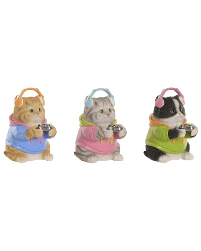 Decorative Figure Home ESPRIT Multicolour Cat (3 Units)